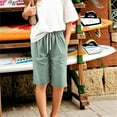 thumbnail image 3 of FAIWAD Shorts for Girls Summer Casual Breathable Linen Shorts Drawstring Elastic Waisted Knee Length Pants for Kids 3-13Y, 3 of 9