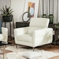 thumbnail image 3 of Gymax Fauteuil d'Appoint Moderne Rembourré Fauteuil une Place avec Appuie-Tête Réglable Blanc, 3 of 9