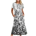 thumbnail image 4 of Vestido de Manga Corta para Mujeres Vestido de Verano de Cuello Redondo Impreso, Poliéster de Tamaño Verdadero Diario Y Vestido de Fiesta, 4 of 5
