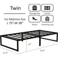 thumbnail image 3 of Lutown-Teen 14 inch Twin Bed Frames No Box Spring Needed, Heavy Duty Metal Twin Size Platform Bed Frame, Noise Free, Easy Assembly, Black, 3 of 5