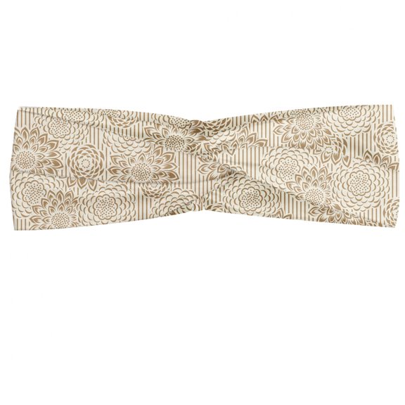 Floral Headband, Retro Toned Design Wildflowers Carnations Flourishing Nature Lines Wedding Inspired, Elastic and Soft Women's Bandana for Sports and Everyday Use, Grey Red Coconut, by Ambesonne