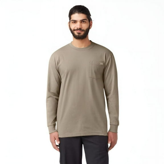 Dickies Men's Heavyweight Crew Neck Long Sleeve Pocket T-Shirt