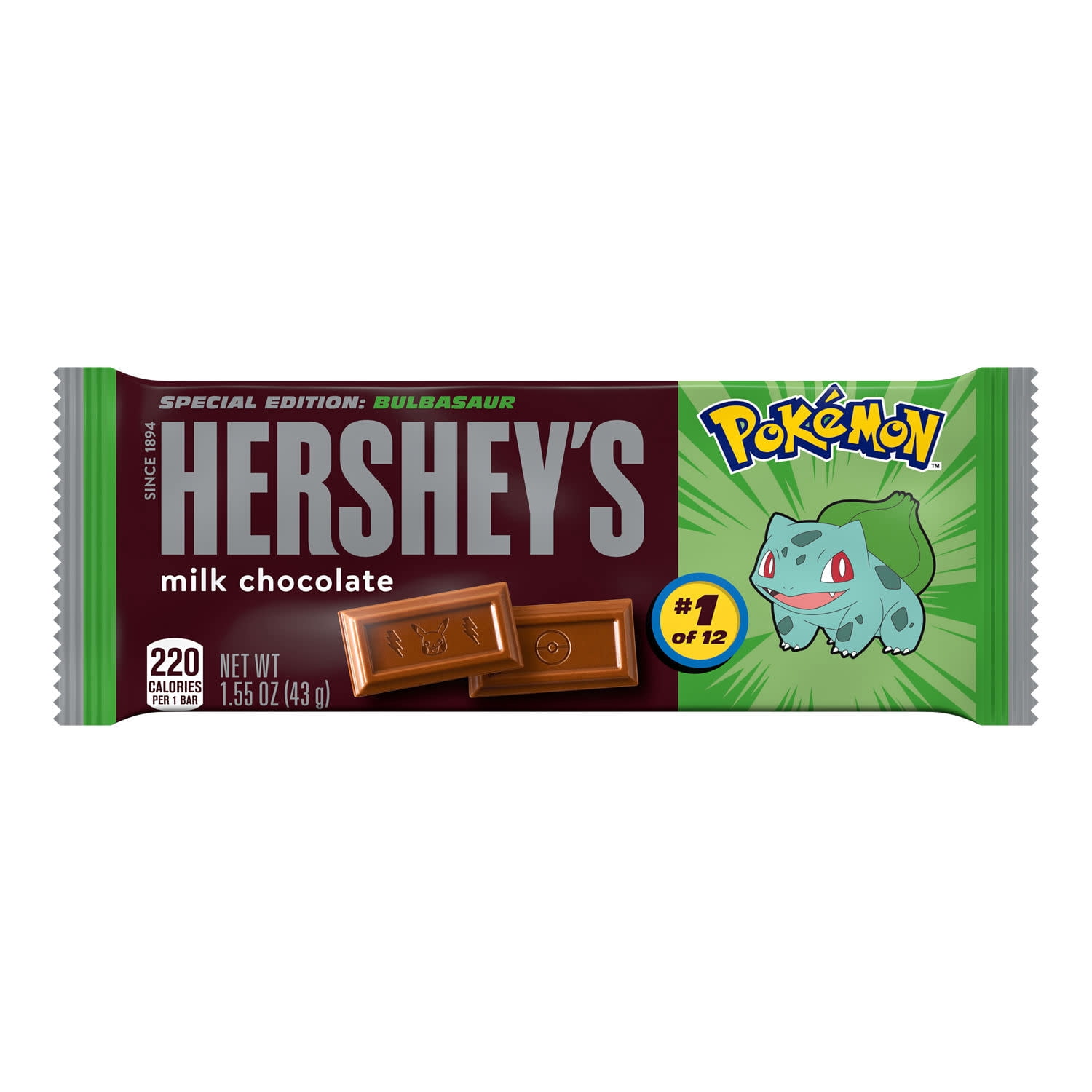 Hershey's Milk Chocolate Pokemon Candy, Bar 1.55 oz