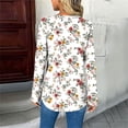 thumbnail image 3 of Craaazy Oversized Tshirts For Women Casual Printed V Neck Long Sleeve Shirt Floral Printed Top With Buttons Gifts, 3 of 8