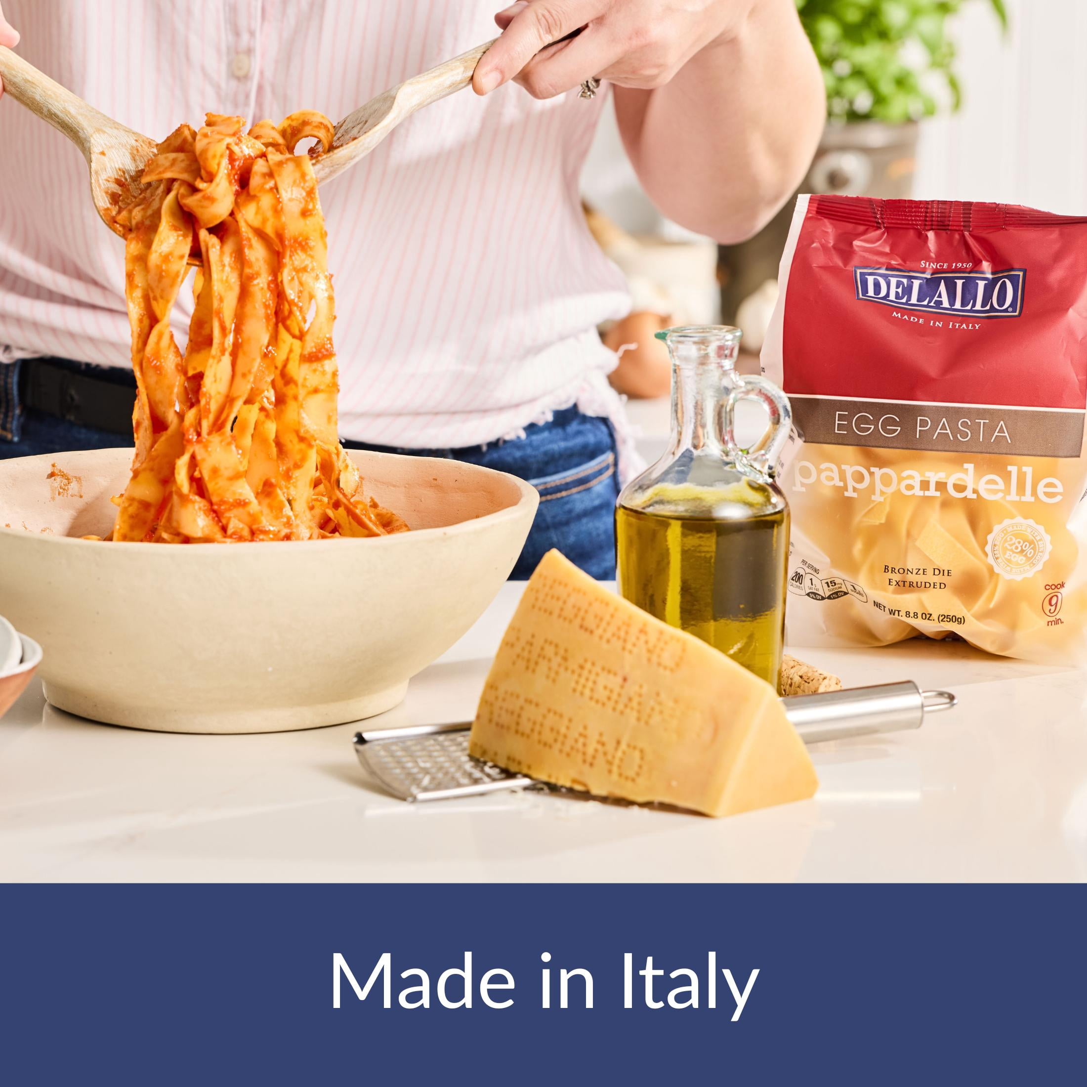 (3 pack) DeLallo Pappardelle Egg Pasta Nests, 8.8 Ounce Bag, Made in Italy, Kosher, Non-GMO