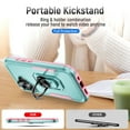 thumbnail image 4 of for iPhone 16 Case, Slim Fit Military Grade Drop Tested Dual Layer Shockproof Case with 360 Ring Holder Kickstand Protective Rugged Car Magnetic Non-Slip Phone Case,Green+Pink, 4 of 10