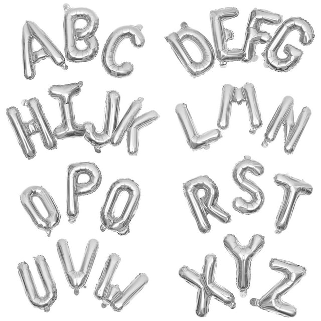 Letter Balloons, 26PCS 16Inch Alphabet Letters Foil Mylar Balloon Create Your Balloon Banner Blow Balloons Celebration Silver