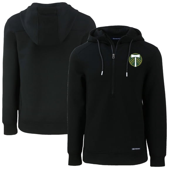 Men's-Cutter & Buck  Black Portland Timbers Roam Eco Half-Zip Recycled Tri-Blend Half-Zip Hoodie
