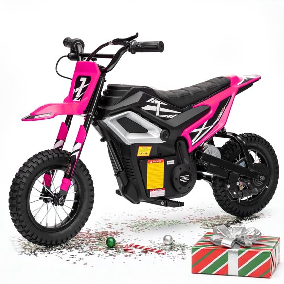 Ktaxon 24V 250W Dirt Bike, Electric Powered Motorcycle, up to 14 mph, Electric Ride on with Shock Absorption Suspension for 10 , Pink