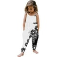 thumbnail image 2 of Penkiiy Toddler Girls Kids Chinese Style Black & White Printed Jumpsuit Playsuit Strap Romper Summer Outfits Clothes 1-2 Years White, 2 of 5