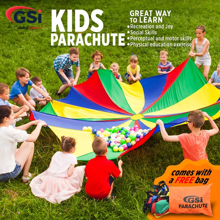 GSI Kids Play Parachute Rainbow Toy Tent, Gymnastic Training