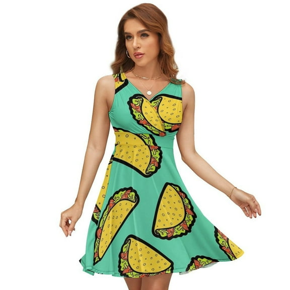 It's Taco Time! Sleeveless Dress Women Summer Evening Dresses Ladies Sundress