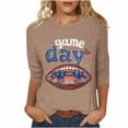 thumbnail image 2 of Mifsaly Plus Size Game Day Shirt Women Glitter Letter Print 3/4 Sleeve Football Tee Loose Comfortable Sport Pullover Team Fans Game Day T Shirts L, 2 of 5