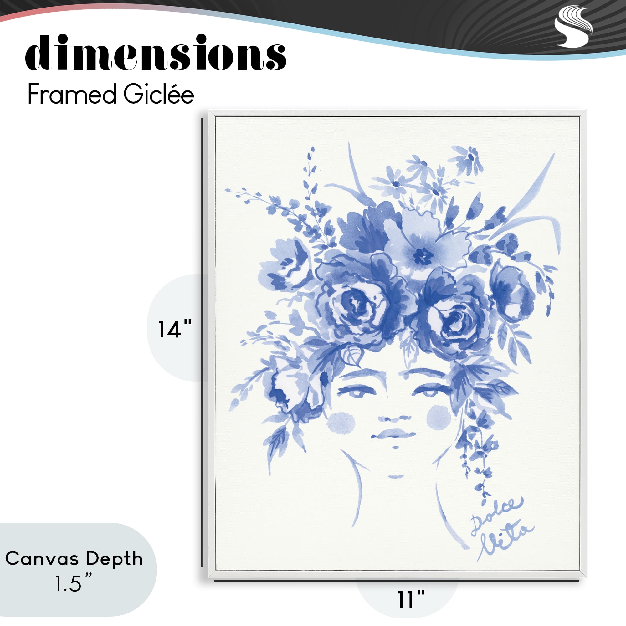 Stupell Industries Dolce Vita Woman with Roses White Framed Giclee Art, design by Karolina Sato
