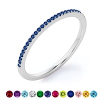 JeenMata Pave Accented - 0.25 Carat Round Cut -September Birthstone- Classic Wedding Band - 18K White Gold Plating for Women