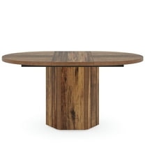 Spaco 55" Conference Table, Oval Rustic Meeting Table For 6 People, Table for Indoor as Home Office, Brown