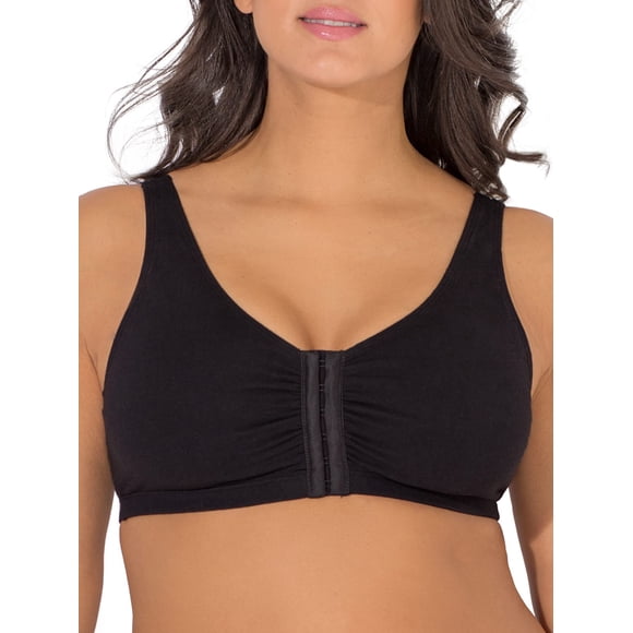 Sujetador deportivo Fruit of the Loom con cierre frontal negro para mujer 34