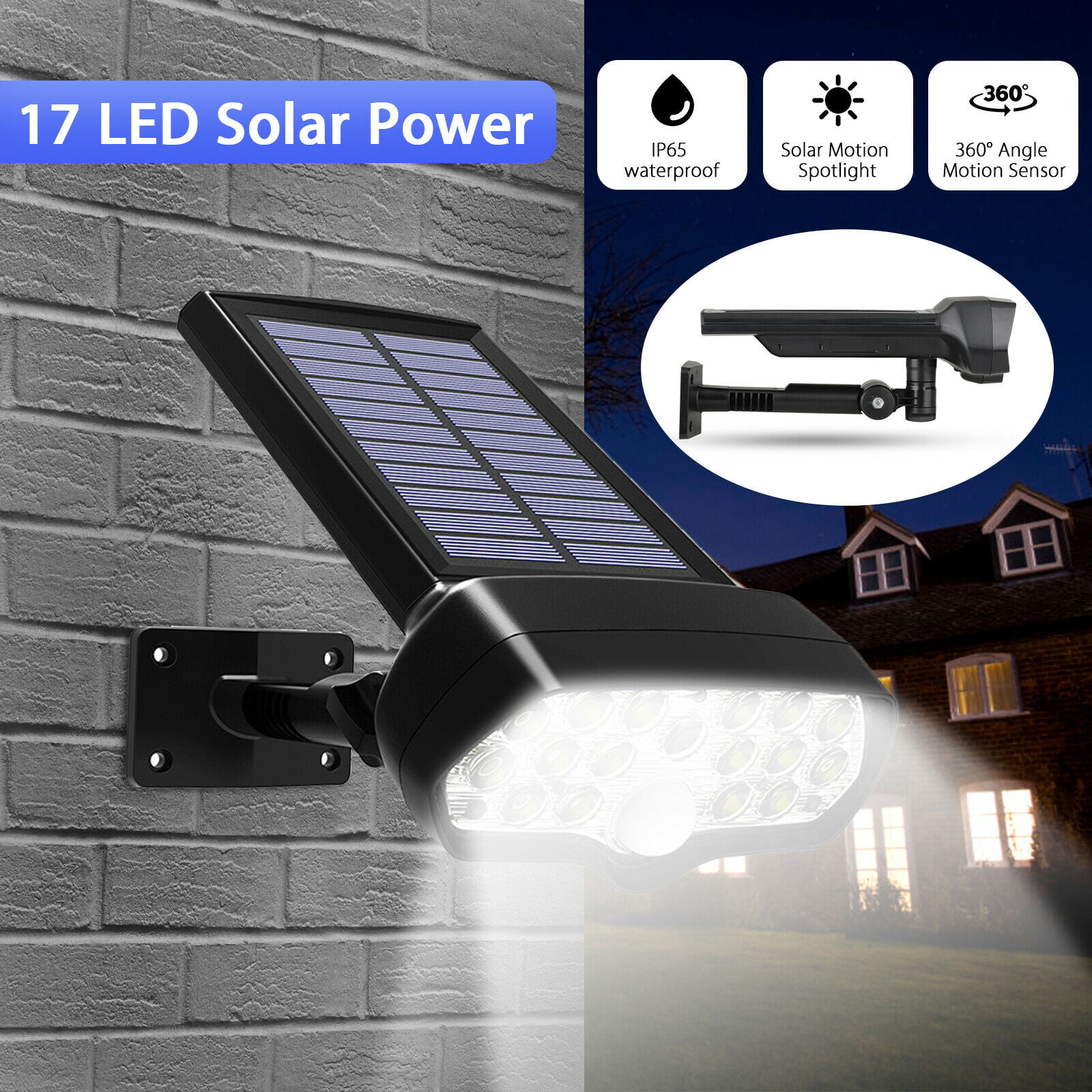 2/4x Modern Solar Power Wall Lights PIR Motion Sensor Outdoor LED Lamp Spotlight 
