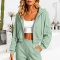 thumbnail image 5 of CAIXIA Women Cropped Cargo Pocket Full Zip Hoodie Long Sleeve Drawstring Zip Up Crop Hooded Jacket Casual Sweatshirts, 5 of 7