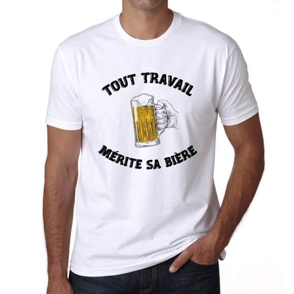 Men's Graphic T-Shirt Every Job Deserves Its Beer – Tout Travail Mérite Sa Bière – Eco-Friendly Limited Edition Short Sleeve Tee-Shirt Vintage Birthday Gift Novelty