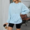 thumbnail image 6 of BiZtdJrK Womens Half Zip Hoodies Side Split Lapel Long Sleeve Hooded Sweatshirts Loose Workout Pullover Tops with Pocket Sky Blue XL, 6 of 9