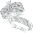 thumbnail image 1 of 1/3ct His & Hers Diamond Trio Engagement Wedding Ring Set 10K White Gold, 1 of 2