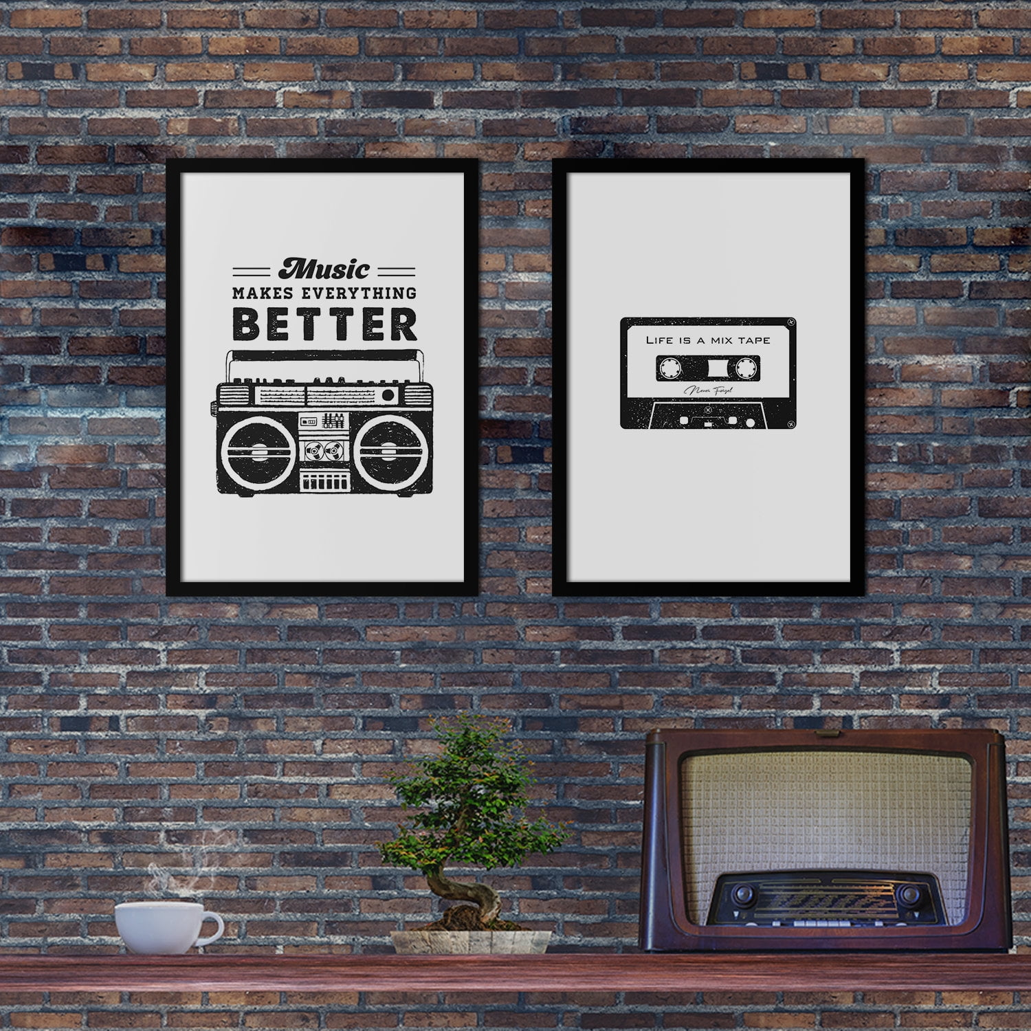 LaModaHome Retro Poster Set, Print, Framed or Unframed Poster Print