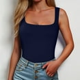 thumbnail image 2 of Tank Tops for Women,Square Neck Sleeveless Fitted Tank Top Blouse Elegant Dressy Summer Going Out Shirt,Camisole Tops for Women,Navy,M, 2 of 5