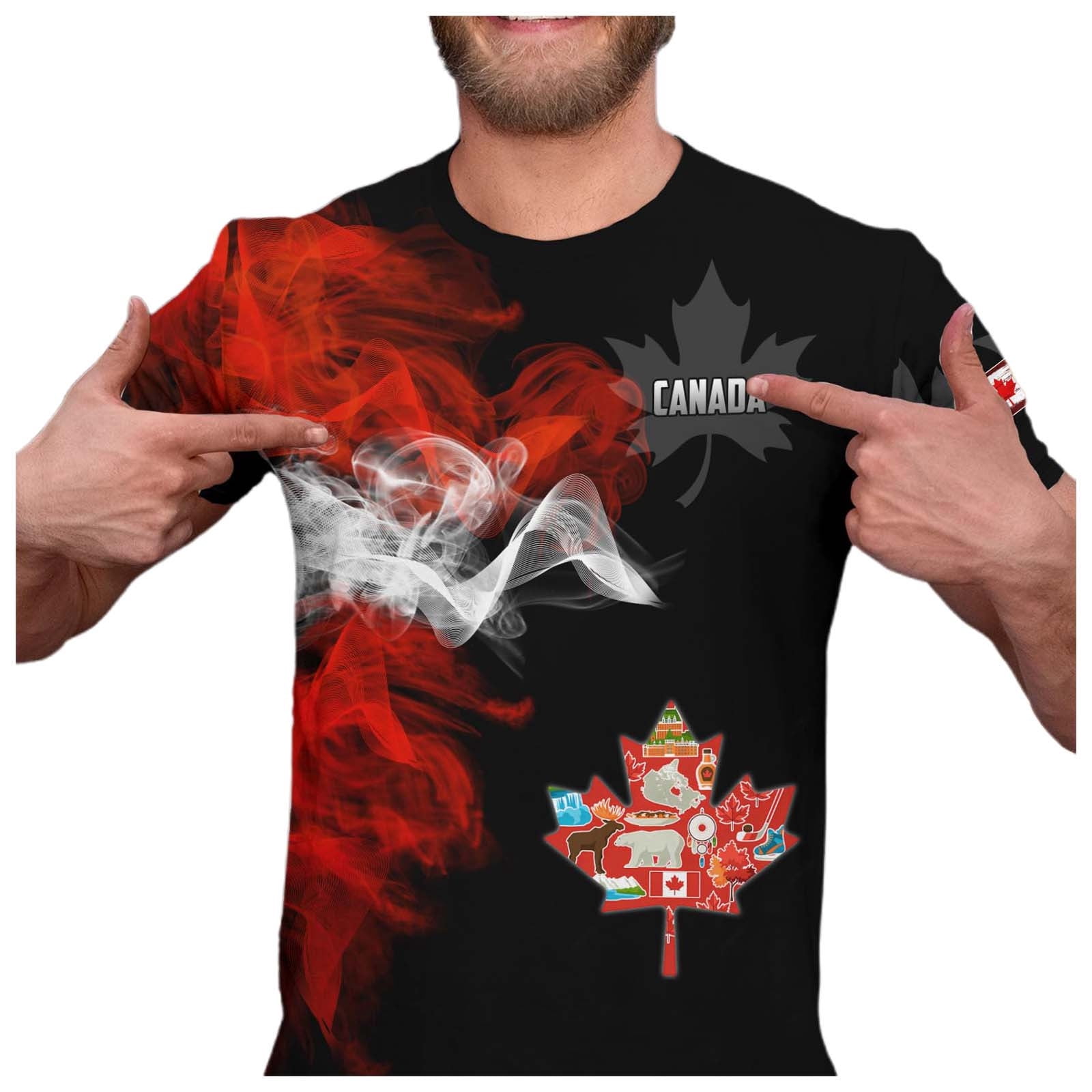 Canadian Maple Leaf Shirt For Men Canada Day Flag T Shirt 3D Printing ...