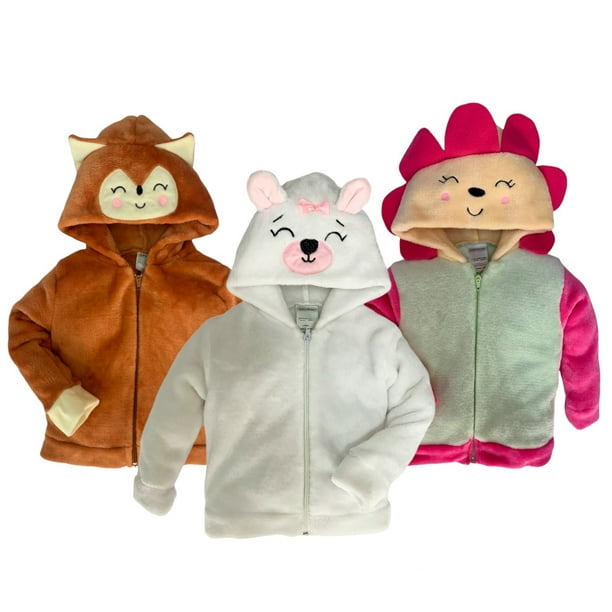 Kit 3 Chamarras con Gorro Bordado Kiss Zorrita Osa Flor Baby Kisses KitB359 Walmart en linea