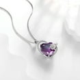thumbnail image 5 of Juwaliy 925 Sterling Silver 15MM Heart Necklace Women February Birthstone Amethyst Jewelry Purple Rose Flower Pendant Mother Birthday Valentine's Day Gift, 5 of 9
