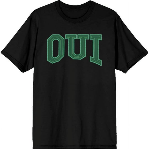 French Oui Adult Black Crew Neck Short Sleeve Tee-Medium