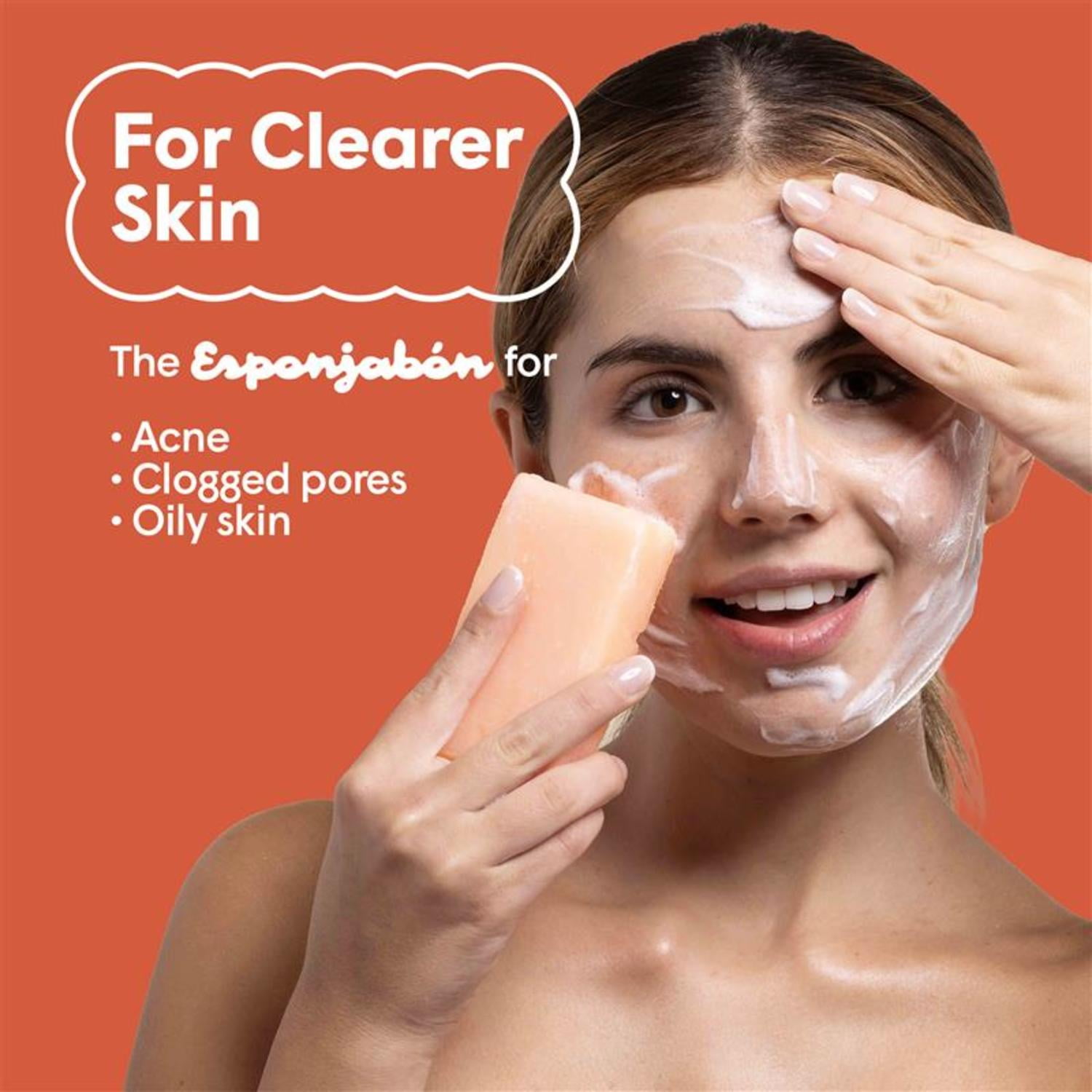 Esponjabon Salicylic Acid Soap Sponge - For Clearer Skin 2-in-1 Soap Sponge - For Face and Body - 4.2 oz