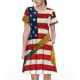 thumbnail image 1 of Fotbe Robe Motif Drapeau Américain et Baseball Décontractée Mode Femme Manches Courtes Robe Maxi Robe T-Shirt Rayée Longue à Blocs de Couleur, 1 of 6