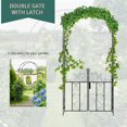 thumbnail image 4 of Black Metal Garden Arch with Gate - 49" Arbor Trellis for Climbing Plants, Roses & Vines - Outdoor Wedding Decor & Entryway Accent, 4 of 7