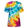 thumbnail image 4 of SWPZC Women's Tie Dye Graphic Tees Casual Short Sleeve Crewneck Tshirt Blouse Summer Dressy Comfy Loose Fit Tunic Cute Tops Woman Shirts Short Sleeve Long Sleeve T Shirts Women, 4 of 5