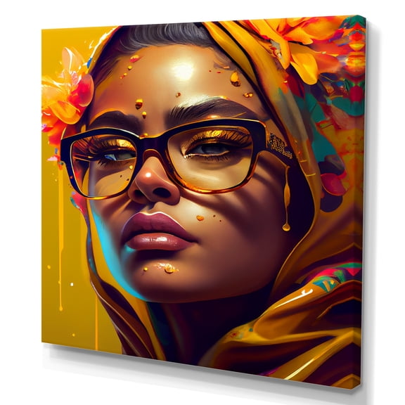 Designart Stylish Arabic Woman With Floral Hijab IV Canvas Wall Art