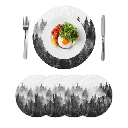 Black Forest Round Placemats Set of 4 Braided Polypropylene Place Mats Black and White Natural Landscape Modern Abstract Art Table Mats for Kitchen Dinner Holiday Party Coffee Table Decor 15 Black Forest Round Placemats Set of 4 Braided Polypropylene Place Mats Black and White Natural Landscape Modern Abstract Art Table Mats for Kitchen Dinner Holiday Party Coffee Table Decor 15