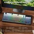 thumbnail image 6 of ZIYOULANG K100 99 Keys Gaming Membrane Wireless Keyboard with Media Knob,Tri-Mode BT/2.4GHz/USB-C,Side Printed Keys RGB Backlit Retro Cute Creamy Silent Computer Keyboard for MAC PC, 6 of 9
