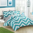 thumbnail image 4 of Chic Home Dallas 3-Piece Reversible Chevron Duvet Cover Set, Queen, Navy, 4 of 10