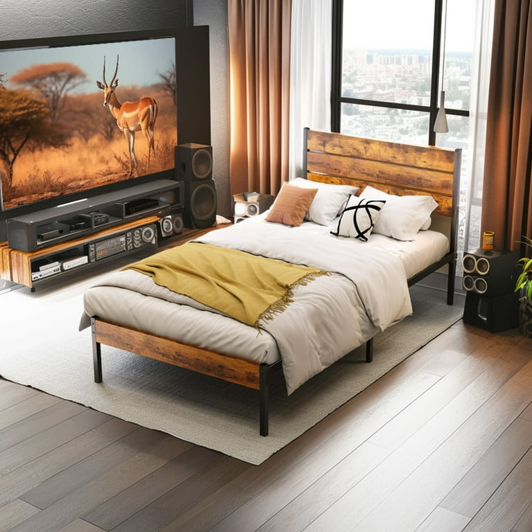 未開封！VERY PHAT SOUL 「BED TIME」 CIMBA Gianna Twin Size Bed Frame with Storage, Heavy Duty Metal