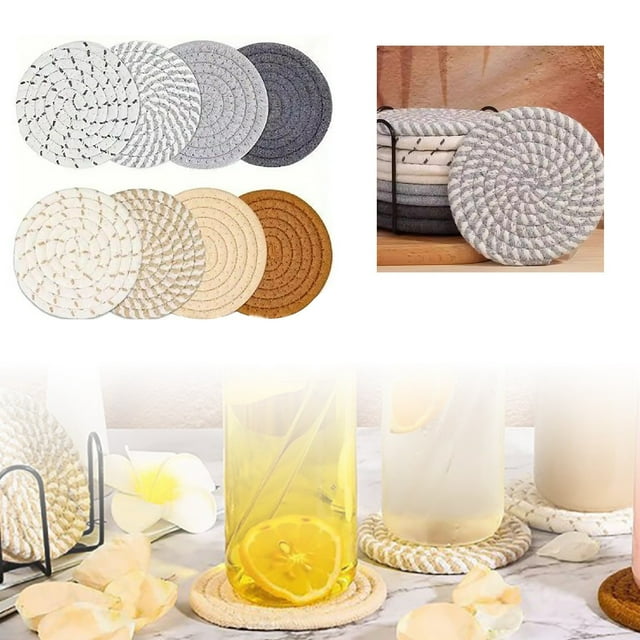 Boreal Craft Padded 8 Piece Padded Set Heat Insulation Padded Handmade Padded And Cups Dinning Table Place Mats 8 Dinner Mats round Counter Table Set Dining Table Place Mats for 4 Place Mats for