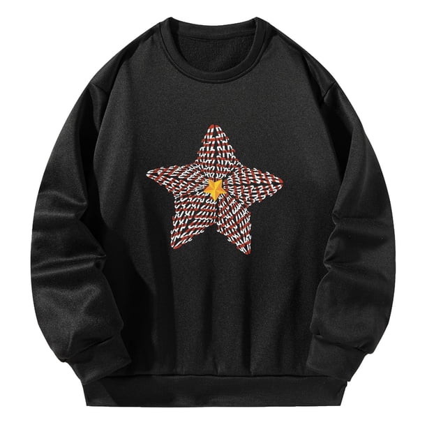 Sudadera para Mujer Sudadera con Cuello Redondo Trajes Moda Negra Ligera Suelta XL