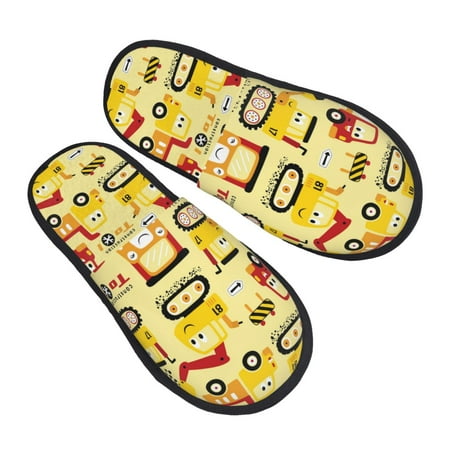

Ocsxa Mens Womens Cozy Memory Foam Scuff Slippers Slip On Warm House Shoes Indoor/Outdoor-Funny Construction Vehicles