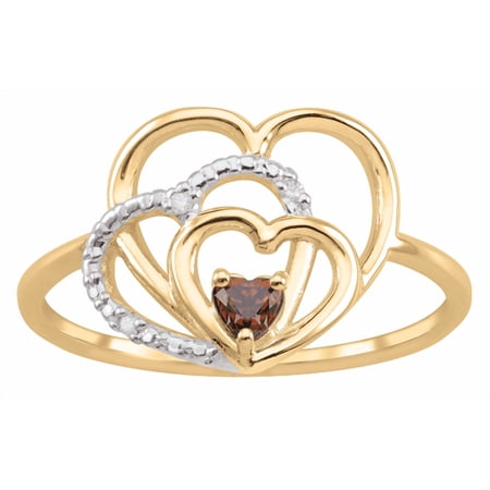 Double Heart Personalized Ring in Gold Plated Sterling Silver by Jewlster