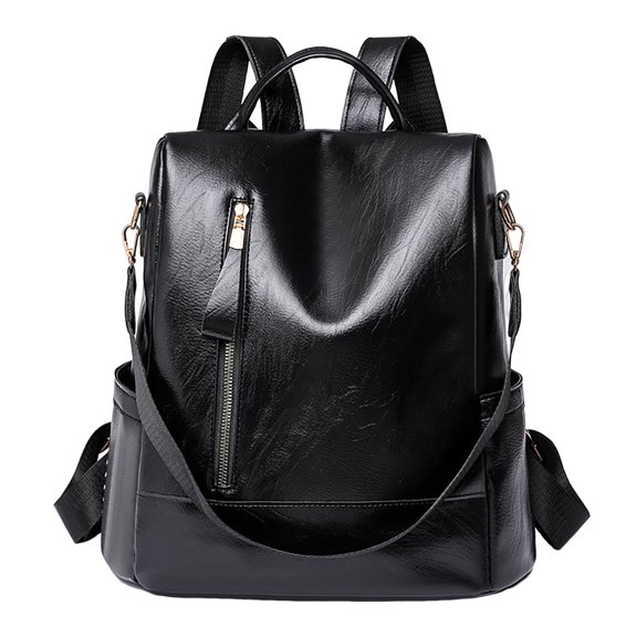 Otqutp Women's Large Capacity Bag Backpack 2025 Soft Leather Texture Backpack Large Capacity Multi Purpose Casual Backpack(Black,One Size)