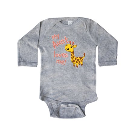 

Inktastic My Aunt Loves me- cute giraffe Gift Baby Boy or Baby Girl Long Sleeve Bodysuit