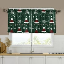 Yayeee Kitchen Curtains Set of 2 Light Filtering 57"x36" Over Sink Window Panels, Christmas Santa Hats