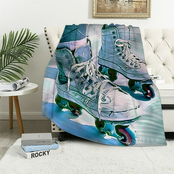 Orinice Roller Skates Theme Warm Lightweight Blanket Soft Fleece Blankets for All Seasons - Decorative Cow Gifts Blanket for Bed, Couch, Sofa - Multiple Sizes Available 40x50in