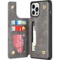 thumbnail image 6 of for iPhone 13 Pro Max Luxury PU Leather Case with Card Holder,Cash Slots,Stand Function Back Wallet Case Flip Wrist Strap Double Magnetic Clasp Durable Case for iPhone 13 Pro Max 6.7",Gray, 6 of 14